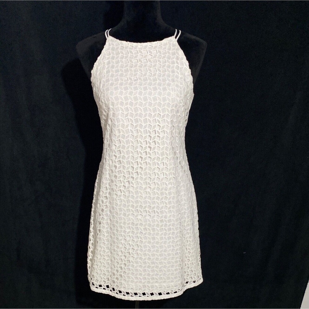 WHBM Dress 2 White Lace Overlay Double Straps Knee Length Party Career‎